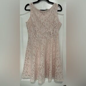 Pale Pink Dress With Lace Overlay